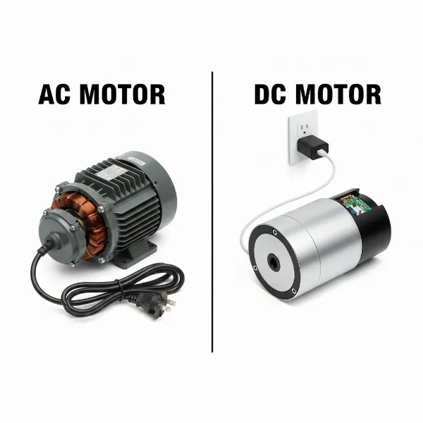 Side-by-side comparison of an AC and DC motor fan, highlighting differences in size, design, and features
