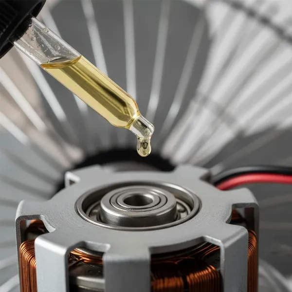 Applying oil to electric fan motor bearings for smooth operation