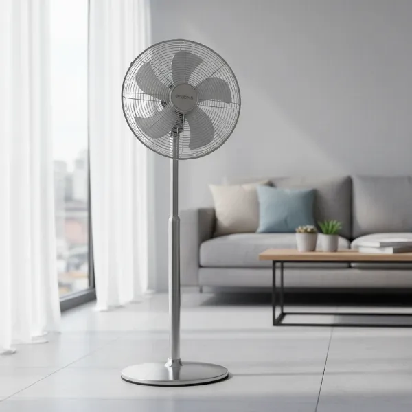 Pelonis pedestal fan with adjustable height and oscillating head for wide air circulation